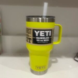 YETI 35oz Bright Yellow Tumbler with Silver Accent